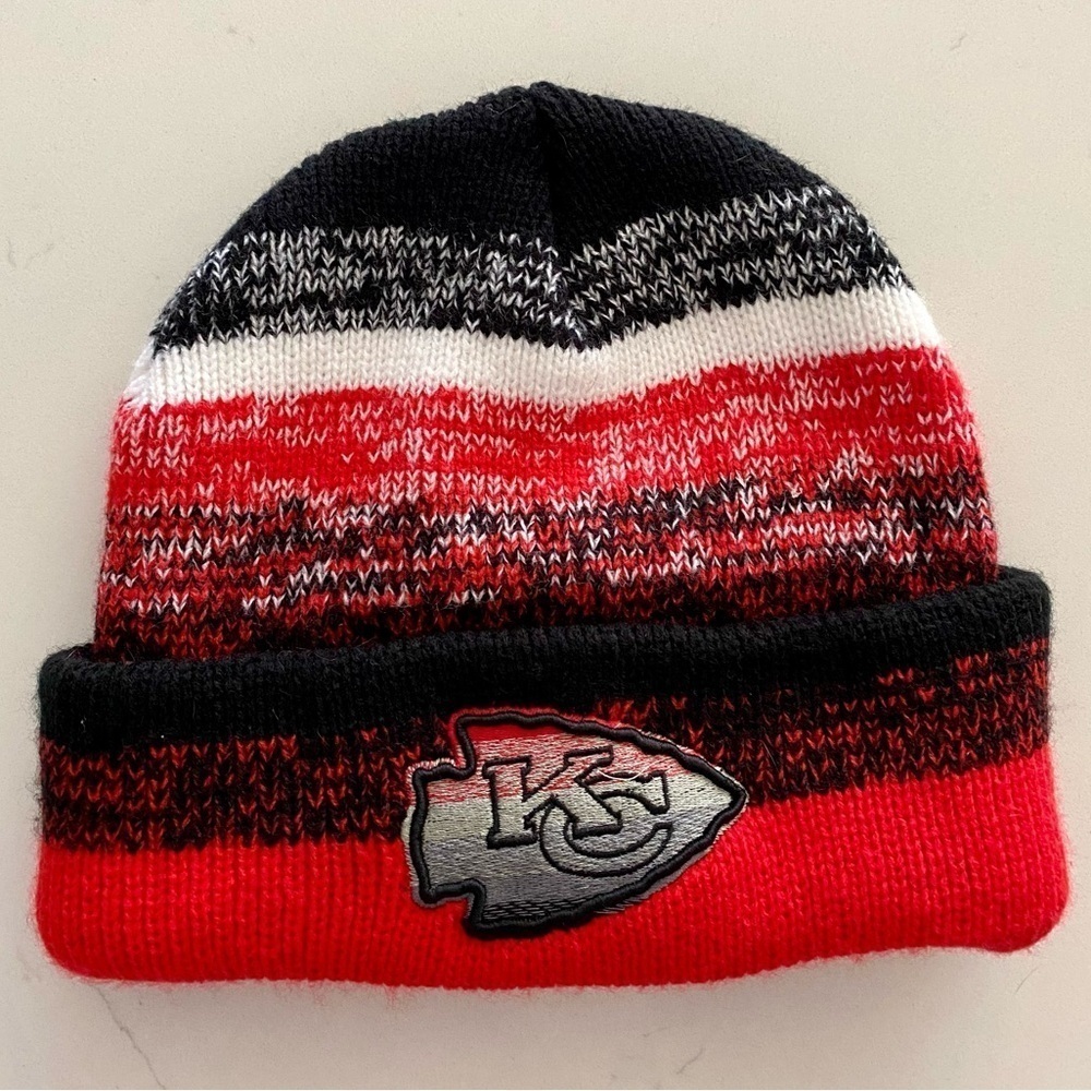 Kansas City Chiefs Embroidered Logo Red, Black, White Beanie Hat Chiefs Patch